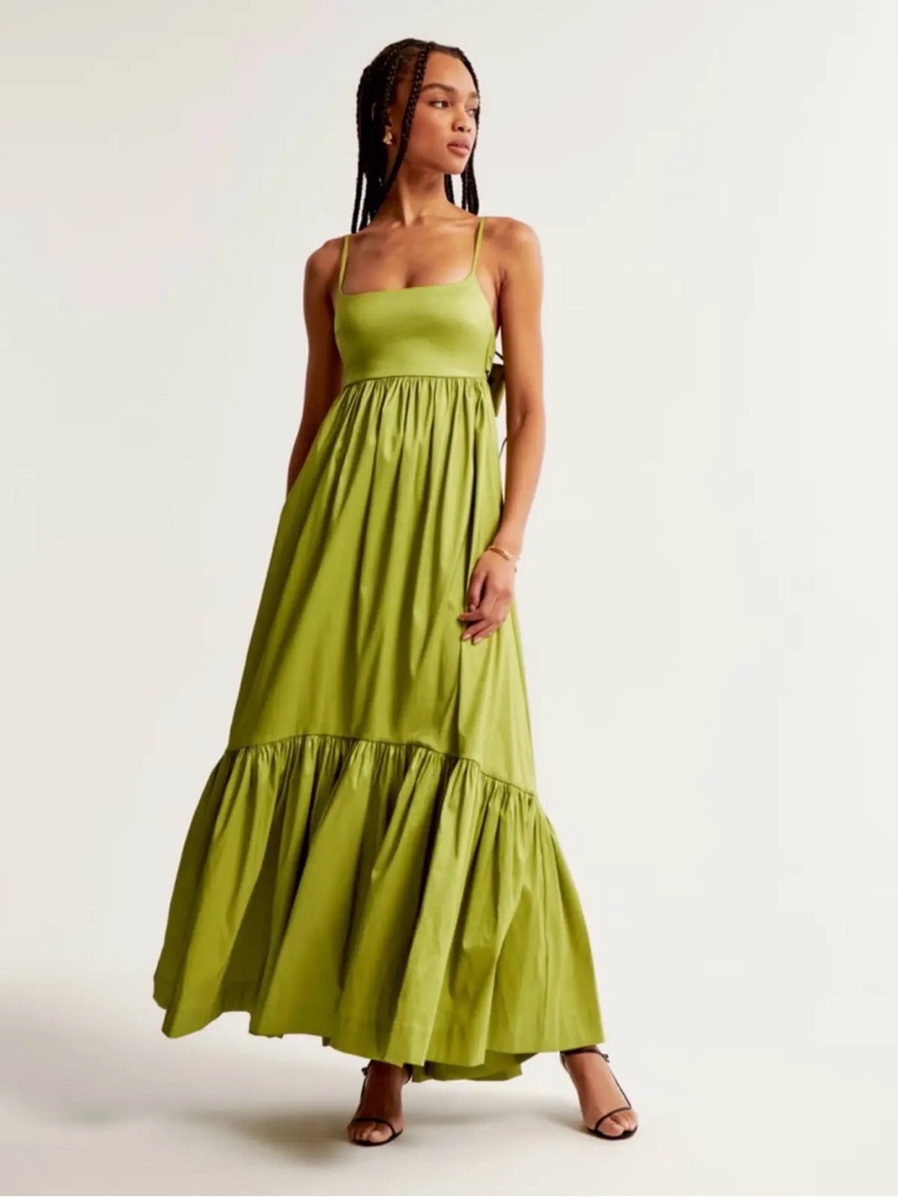 Abercrombie Tiered Green Baby Doll Maxi Dress